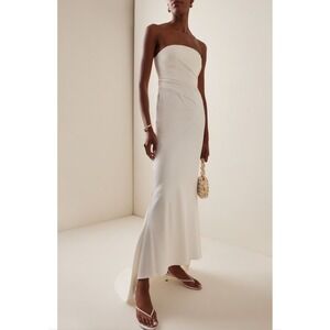 NWT Significant Other Lucile Strapless Satin Gown with‎ Train Bone Sz 8 $295